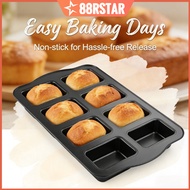 8 Cavity Square Cake Pan Carbon Steel Mini Bread Mold Nonstick Baking Sheet 3.5x2 Inch Brownie Non S