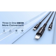 REMAX  RC-186TH 3 IN 1 USB CABLE WITH I-CABLE / TYPE C / MICRO USB 3A FAST CHARGE CABLE 1.2 METER  -
