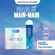 Durex Invisible 2s - Kondom Pelumas Extra Tipis Aman Pria + Play Lubricant 50ml