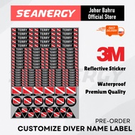 (PRE-ORDER)Print Your Name Dive Label Waterproof Sticker Label Diver's Name Sticker Label Diver Name