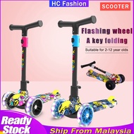 Skuter Budak Boleh Laras Kids Scooter Foldable and Adjustable Flash Wheels Scooter Height Adjustable