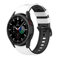 全城熱賣 - 適用於三星 Galaxy Watch5 Pro 45mm/5 44mm/5 40mm 雙色硅膠錶帶（白黑色）