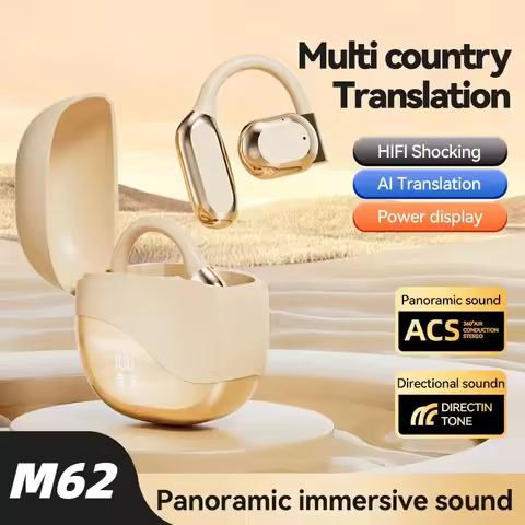 M62 Wireless Bluetooth Earphones with Touch Screen 144 Languages AI Real Time Translation Headphones