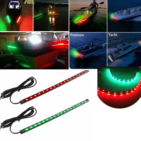 2Pcs 30cm 12V LED Strip Light Waterproof RED&GREEN for Bow Boat Marine Navigation Kayak Canoe Deck C