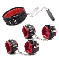 PU Leather Padded Wrist Cuffs &amp; Ankle Cuffs &amp; Neck Collar Set ,BDSM Leather Bondage ,Cosplay Accessories porno sex adult