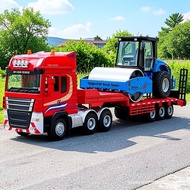 Alloy engineering truck flatbed trailer set with roller transporter exquisite car toy decoration mod