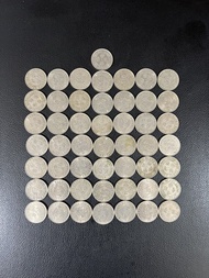 （銀色女頭伍毫50枚）香港硬幣英女王伊利沙伯二世銀色五毫 Government of Hong Kong Queen Elizabeth ll $0.5 50 pcs