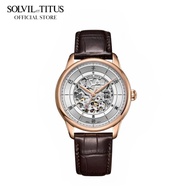 Solvil et Titus Enlight 3 Hands Mechanical Brown Leather Strap Men Watch W06-03309-006