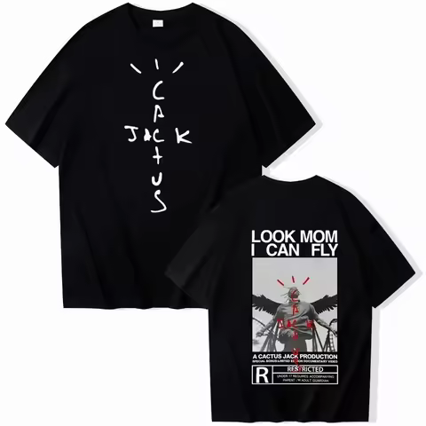 2026 Unisex Travis Look Mom I Can Fly T-Shirt Scott Men's T-Shirt Harajuku Crewneck 100_ Pure Cotton