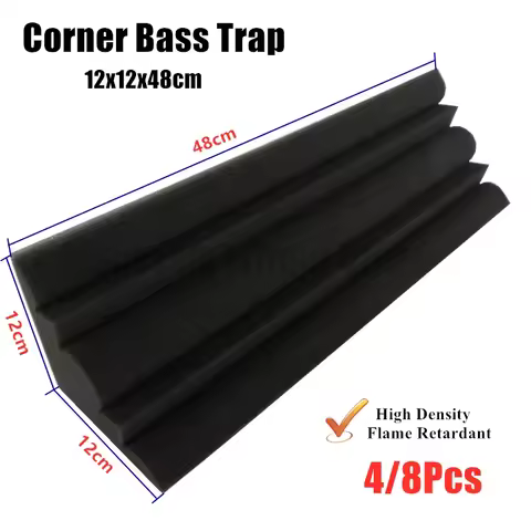 4/8Pcs 12 x 12 x 48 cm Acoustic Soundproof Foam Flame Retardant Corner Bass Trap Sound Absorption St