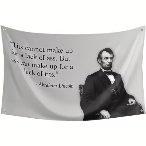 Honest Abe Flag, Lincoln Quotes Banner Funny Poster Flag Banner Tapestry Easy to Hang for Man Cave C