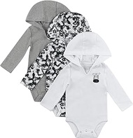 baby-girls Baby Bodysuits, Ultimate Baby Flexy Hoodie Infant Bodysuits, Infant Long Sleeve Bodysuit, 3-pack