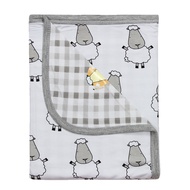 Baa Baa Sheepz® Double Layer Blanket Big Sheepz White + Checkers Grey - 36M