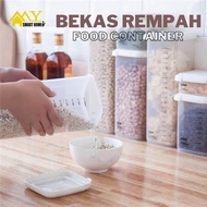 Bekas Rempah Ratus Kitchen Bottles Set Plastic Transparent Cereal Food Storage Box Canisters Tank Ai