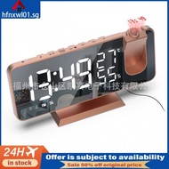 [48H Shipping]New Temperature and Humidity Multi-Function Radio Projection Alarm Clock CreativeLEDMirror Clock Electronic Digital Clock Plastic