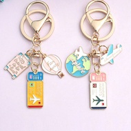 1pc Fashionable Holiday Elegant Pink Bow Travel Keychain Pendant, Oil Drop Plane Luggage Tag Passpor