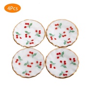 SHINE 4PCS Kitchen Cherry Trays Plates Tableware Miniature Doll House Accessories TH