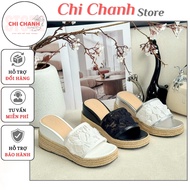 Women's Sandals 7cm High Heel Cross Straps Fashionable Floral Lace 7p Bread Sole Flattering Standard