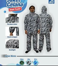 NCR  - Mantel Hujan Jaket dan Celana Anti Air / Rain Coat Pria Motif Loreng - Jas Hujan Plevia 813 2in1