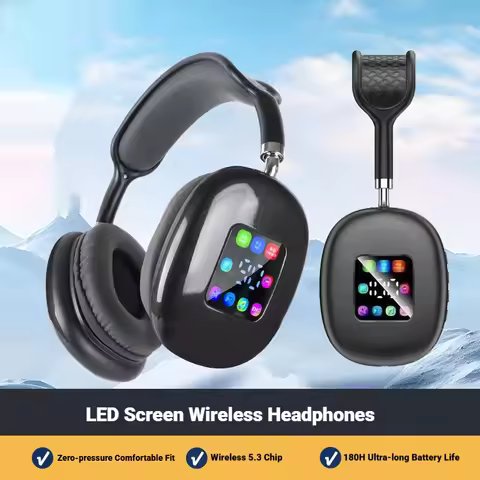 CEP-9 Wireless Headphones Over-Ear with LED Color Screen Bluetooth 5.3 180H Long Standby Stereo Soun