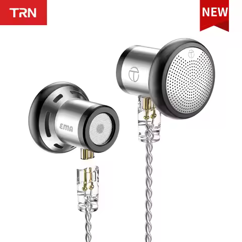 TRN EMA 14.2mm Dynamic Driver In Ear Earphone Bass Metal Flat Head Plug Earburd Replaceable Headset 