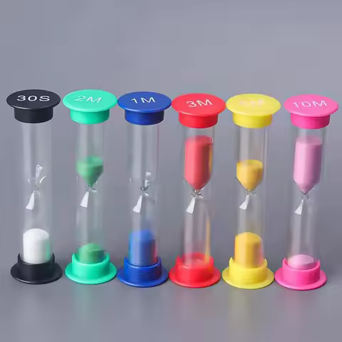 6 Pcs Colorful Hourglass Sandglass Sand Clock Timers Set 2mins / 3mins / 5mins / 10mins for Brushing