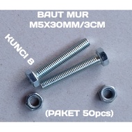 M5X3mm NUT BOLT 3cm (50PCS)