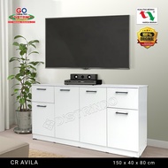Distrindo - Bufet Meja Lemari 4 Pintu 2 Laci 150cm Serbaguna untuk Ruang Tamu/ Makan/ Kamar/ Kantor