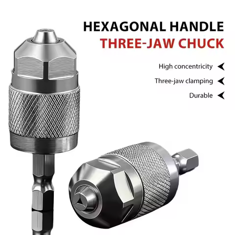 Self-Tightening Drill Chuck Adapter Hexagonal Handle 1.5-6.5mm Pneumatic Drill Chuck 1/4 Inch Hex Sh