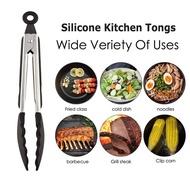 9/12/14 Inch Silicone Food Tong Barbecue Grilling Tongs Serving Food Clips BBQ Utensils Kitchen Cook