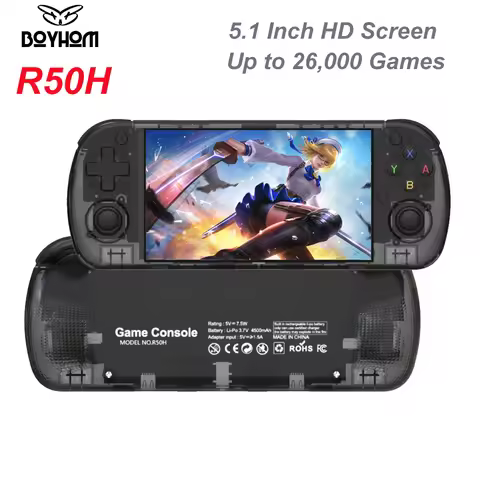 BOYHOM R50H Retro Handheld Game Console 5.1 Inch HD Screen RK3326 Chip 64GB/128GB Optional Up to 260
