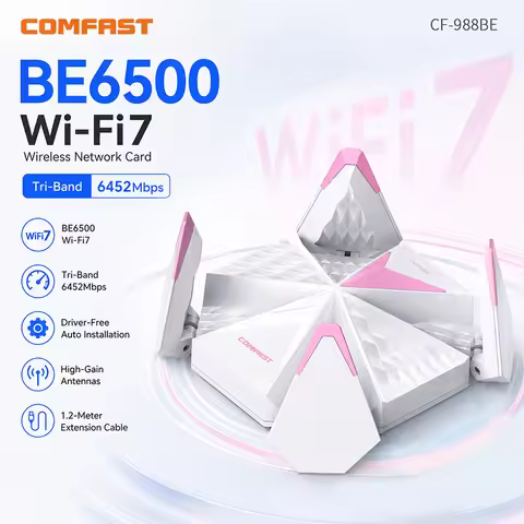 COMFAST 6G/5G/2.4G Wifi 7 Adaptador BE6500 USB Adapter Wireless 4 Antennas USB 3.0 Wi Fi Dongle Driv