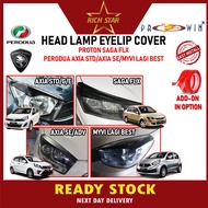 PERODUA MYVI LAGI BEST/AXIA/G/SE/ADV/PROTON SAGA FLX HEAD LAMP EYEBROW/LID COVER/CARBON/GLORY BLACK