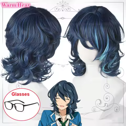 Tsumugi Aoba Synthetic Hair Game ES Blue Highlight Cosplay Anime Wig Heat Resistant Hair Halloween P