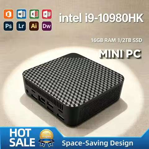 Intel Core i9-10980HK Mini PC 16GB 512GB M.2 NVMe SSD Triple 4K HDMI Output WiFi6 BT 5.2 Silent Cool