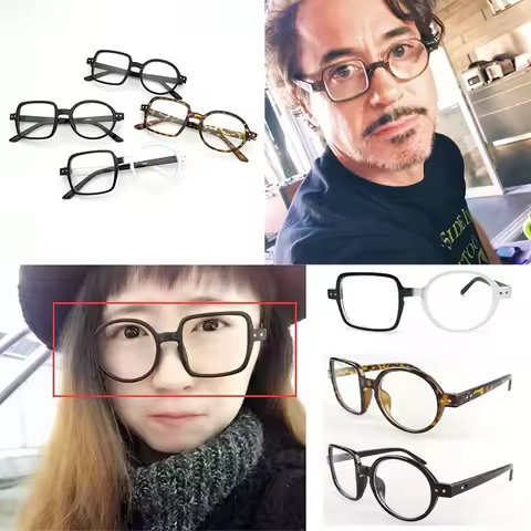 Iron Man Robert Downey Jr Cosplay Glasses Vintage Asymmetrical Round&Square Optical Prescription Man