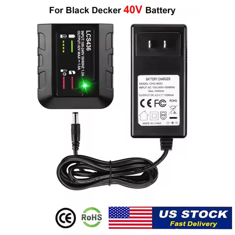 40V Battery Charger LCS436 Replacement for Black and Decker Lithium Battery LBXR36 LBX36 LBXR2036 LB