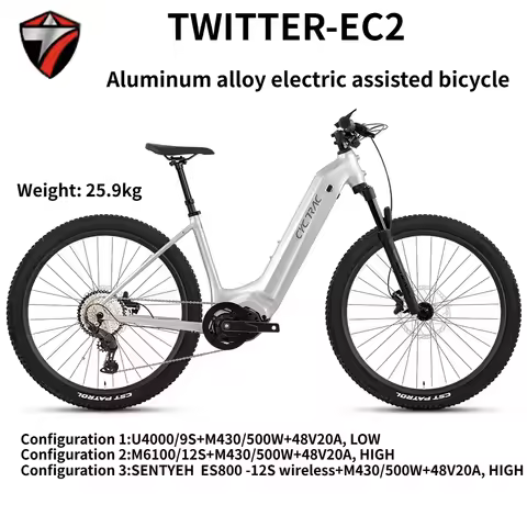 TWITTER new EC2 aluminum alloy electric assisted mountain bike octagonal M430-500W motor 48V20A hydr