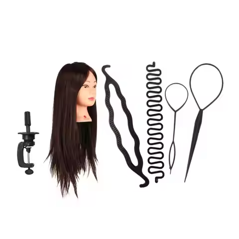 22'' Salon Hairdressing Training Practice Head Clamp+Braid Tool Set