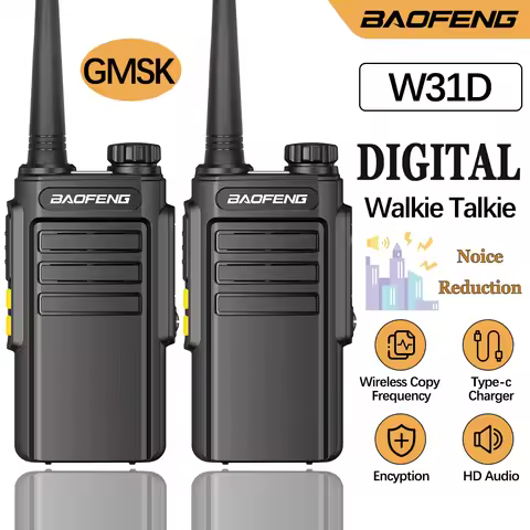 2PCS Baofeng GMSK Digital W31D Walkie Talkie Encrypted Call Noice Reduction HD Radio Type-C Charger 