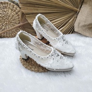 Beautiful April white 7cm party wedding shoes