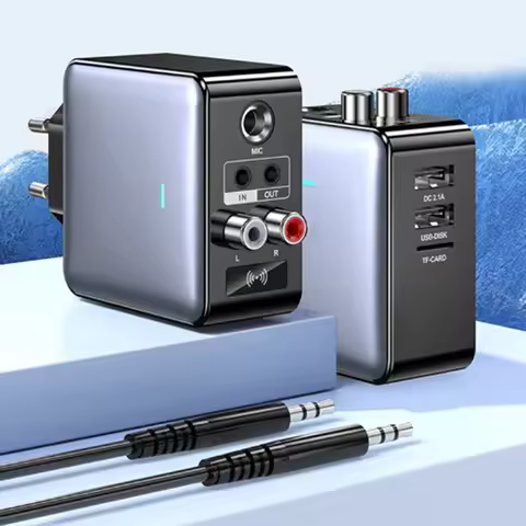 QC 2.0 H6 EU US Plug Daul USB Charger 3.5MM 6.5MM AUX/RCA/U-Disk/TF/ MIC Karaoke HIFI Bluetooth 5.3 