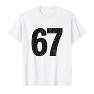 67 Six Seven 6 7 t-shirt cetakan meme untuk wanita, t-shirt lengan pendek.
