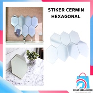 Phg- Sticker Acrylic Mirror Tempered Glass Bathroom Toilet Decoration Wall Mirror Sticker Hexagonal Mini Anti-Shatter Hexagon Glass Sticker Paste Mirror Wall Decoration