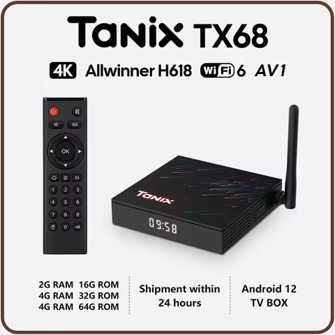 Original Tanix TX68 Android 12 Smart TV Box Allwinner H618 4GB 32GB/64GB 2.4G 5G Dual Wifi 4K Media 