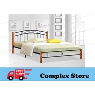 FREE SHIPPING/METAL &amp; WOOD DOUBLE BED/QUEEN BED/BED FRAME/KATIL KAYU/KATIL BESI/BEDROOM FURNITURE/KATIL/DOUBLE BED