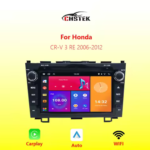 Car Radio Carplay GPS For Honda CR-V 3 RE CRV 2006-2012 Android Auto Multimedia Stereo Navigation Bl