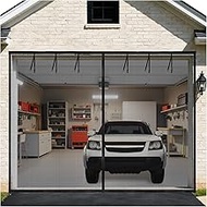 Garage Door Screen for 1 Car Garage 9x7FT, Heavy Duty Fiberglass Garage Screen Door with Hands-Free 