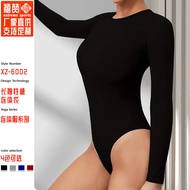 2026 New Style Jumpsuit Sleeveless Long-Sleeved Yoga Clothes Pure Black Skinny Slimming Slimming Yog