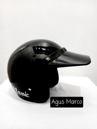 Helm Bogo Sni Classic Hitam Glosy Size Dewasa Free Bubble Wrap Flat Cembung Bening Pelangi Gold Biru